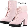 thumbnail image 2 of Unique Bargains Women's Platform Chunky Heel Lace Up Foldable Ankle Boots, 2 of 7