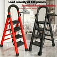thumbnail image 2 of Folding 4/3 Step Ladder, Portable Ladder For Multi-Purpose, Home, Kitchen, Heavy Sturdy Steel Step Stool With Anti-Slip Wide Pedals, Handrail, Safe-Lock Design, 330lbs Load, Black&Red, 2 of 15