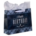 thumbnail image 3 of Christian Art Gifts Large Happy Birthday Gift Bag with Card and Tissue Paper, Charcoal Black Plaid, 3 of 4