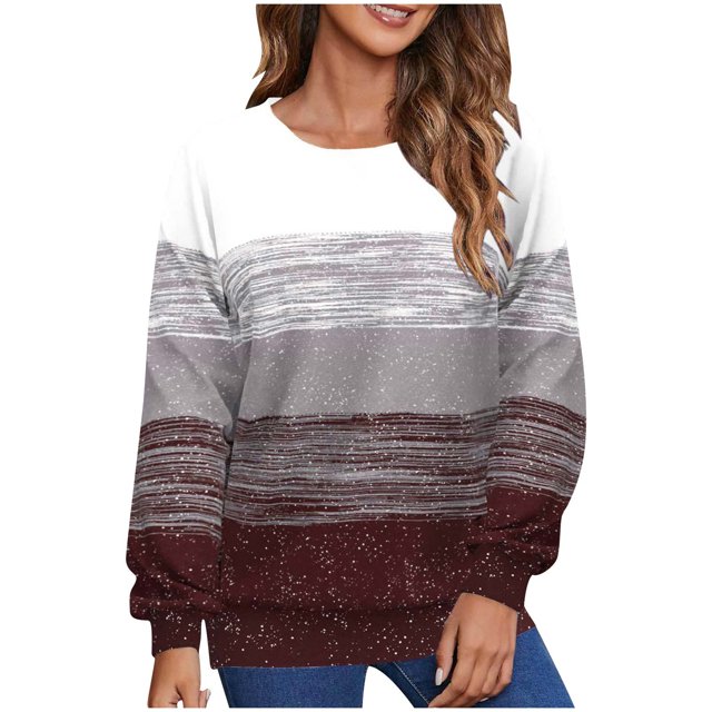 Besolor Hauts de Printemps Automne pour Femmes, Chemise à Manches Longues Imprimée Tendance, Blouse Décontractée Ample pour Dames