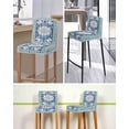 thumbnail image 5 of Blue Boho Bar Stool Covers Set of 6, Farmhouse Bohemian Medallion Oriental Flower Stretch Washable Bar Chair Covers with Backs, Removable Pub Counter Height Chair Cover for Kitchen Dining Room Cafe, 5 of 7
