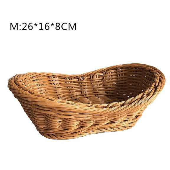GOODLY Handmade Imitation Rattan Storage Basket Wicker Bread Holder Fruit Vegetable Container Snack Food Organizer