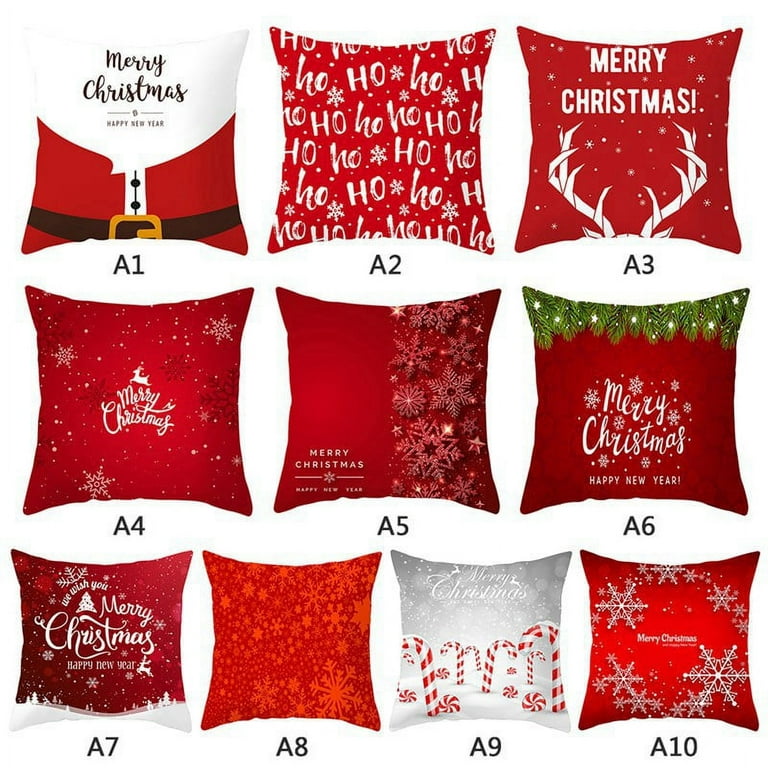 Dean Red Merry Christmas Pillows - 12 x 12 or 18 x 18 Soft Comfortable  Accent Throw Pillows (1 Set of 3)