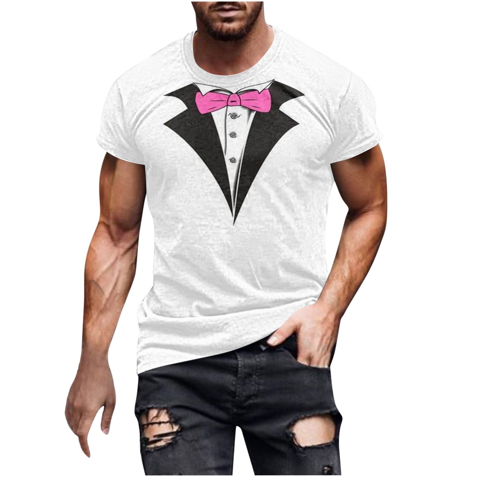 DDAPJ pyju Funny T-shirts for Men Novelty 3D Print Tuxedo DDAPJ pyju Funny T-shirts for Men Novelty 3D Print Tuxedo