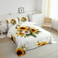 thumbnail image 3 of Manfei Country Floral Bedding Comforter Set,Rustic Botanical Sunflower Twin Comforter Sets,Yellow White Bedding Set For Adult,Breathable Home Decor Reversible,2pcs, 3 of 8
