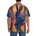 thumbnail image 3 of Fotbe Neon Rabbit In Archway Camisa Estampada de Manga Corta para Hombre, Casual de Verano, Estilo Playero, Sin Arrugas-3X-Large, 3 of 5