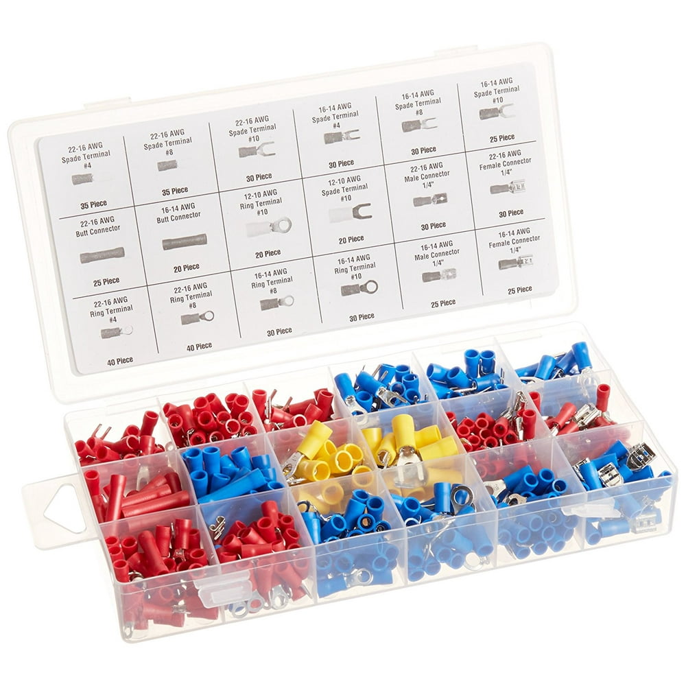 520 Piece Electrical Terminal Assortment with Storage Box, Provides a
