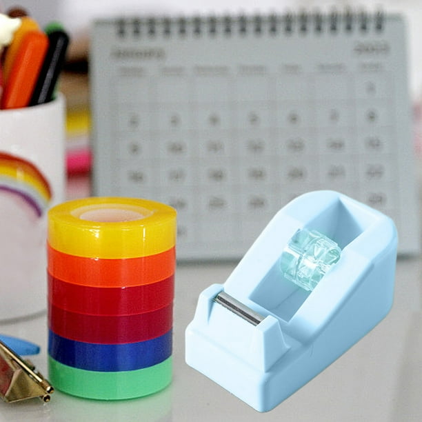 Dispensador de Cinta Cortadora de Cinta para Escritorio – Diseño de Macaron de Plástico, Base Portátil para Cinta Adhesiva para Oficina o Hogar, Ajusta a Rollos de Cinta Pequeños y Grandes,