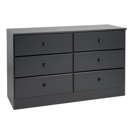 Atlin Designs 6 Drawer Double Dresser in Black