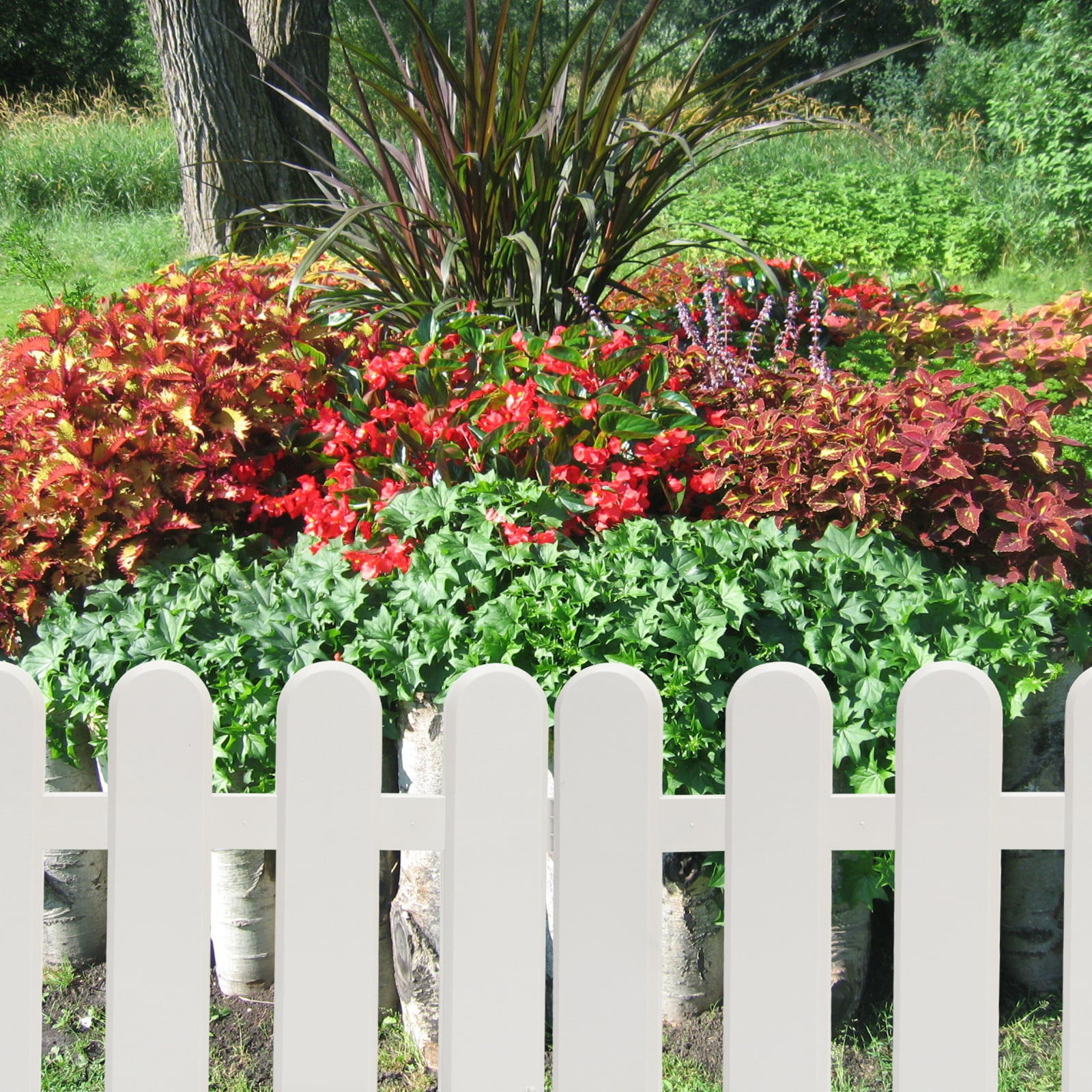 2-Pack White Plastic Garden Fence Edging with Round Base for Flower Beds, Lawn Borders, and Indoor Outdoor Decoration