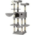 thumbnail image 3 of 64.6" Cat Tree Large Cat Tower Cat Activity Center with Hammock Cat Condo Light Gray, 3 of 10