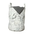 thumbnail image 1 of Abstract Laundry Bag, Repeating Nautical Mollusk Snail Marine Symbols Illustration Print, Basket with Handles Drawstring Closure for Laundromats, 13" x 19", White Pale Almond Green, by Ambesonne, 1 of 4