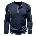 thumbnail image 2 of Diufon Mens Long Sleeve Tee Shirts Casual Button Down V Neck Basic Shirts Lightweight Cotton Soft T-Shirts, 2 of 8