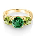 thumbnail image 3 of Gem Stone King 18K Yellow Gold Plated Silver Green Simulated Emerald and Green Peridot Ring for Women (3.65 Cttw, Gemstone Birthstone, Size 8), 3 of 5