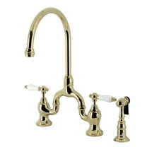 Kingston Brass KS7792PLBS English Country Bridge Kitchen Faucet with Brass Side Sprayer, Polished Brass