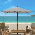 thumbnail image 2 of SAFAVIEH Velop 7.5' Wooden Pulley Market Square Umbrella, Grey, 2 of 6