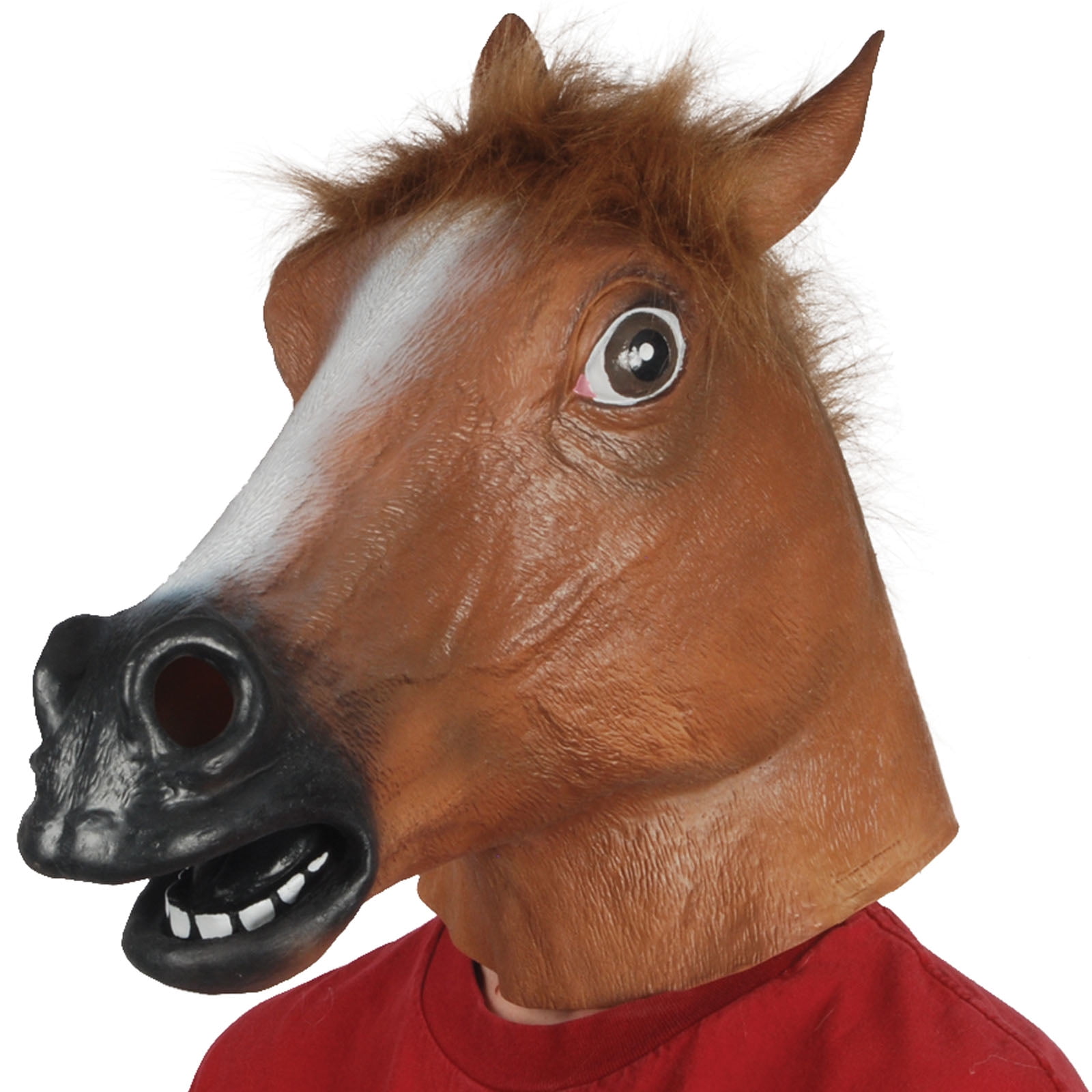 Realstic Halloween Horse Head Mask Cosplay Animal Head Latex Black Costume 