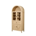 thumbnail image 5 of Aukfa Retro Wood Storage Cabinet, Arched Tall Kitchen Pantry with Bookshelf & Sideboard,Natural, 5 of 8