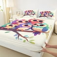 thumbnail image 3 of Feelyou Colorful Owl Child Twin Sheet Sets, Kawaii Cartoon Animal Twin Fitted Sheet, Branches Leaf Plant Flat Sheet, Breathable Home Decor, 3-Piece, 3 of 7