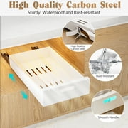 Pull Out Organzier Drawers for Cabinets Fixed with Nano Film, 12-Inch Wide Sturdy Carbon Steel Cabinet Slide-Out Shelves for Pantry and Bathroom Vanity - 16.9'' Depth x 3.1'' Height.