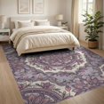 thumbnail image 3 of ODIKA 8'x10' Washable Area Rug Purple Distressed Petal Vine Vintage Botanical Pink Boho Refined for Living Room, Under Sectional, Family , Durable, Non-Slip, 3 of 7