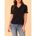 thumbnail image 5 of INSPIRE CHIC Women's Cherry Print Ruffle V Neck Short Sleeve Summer Blouses M Black, 5 of 7