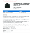 thumbnail image 2 of Oil Filter Housing Cap - Compatible with 2008 - 2011 International 4300LP 6.4L V8 MaxxForce 7 2009 2010, 2 of 2