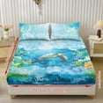 thumbnail image 2 of Xoenoiee Turtle Starfish Coral Print Microfiber Fitted Sheet Set 3 Piece Wrinkle-Free Stain Resistant Bedding Deep Pocket, 1 Fitted Sheet and 2 Pillowcases, Full Size, 2 of 7
