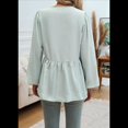 thumbnail image 4 of Blusa Babydoll con Lazo Frontal para Mujer, Larga, Rayas, Peplum, Volantes, Encaje. Verde L, 4 of 7
