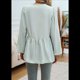 thumbnail image 4 of Blusa Babydoll con Lazo Frontal para Mujer, Larga, Rayas, Peplum, Volantes, Encaje. Verde M, 4 of 7