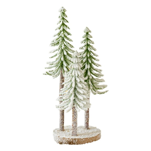 Shoreew Mini Christmas Tree Artificial Bottle Brush Tree with Wooden Base Small Snow Frost Flocked Pine Tree for Winter Tabletop Home Decor