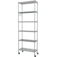 thumbnail image 6 of 6-Tier Storage Shelf Wire Shelving Unit Free Standing Rack Organization with Caster Wheels, Stainless Side Hooks, Silver Gray | Rack Organization, with Caster Wheels, Stainless Side Hooks, 6 of 7