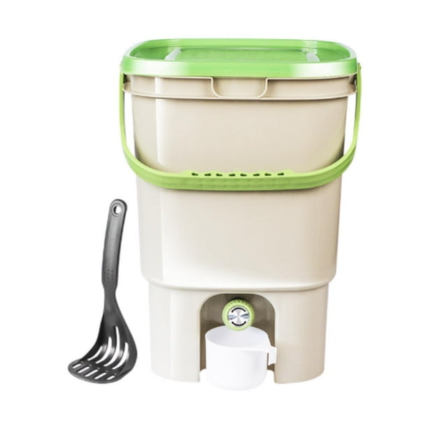 Cubo de compost de cocina de 21L con asa, práctico y portátil. Verde claro