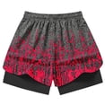 thumbnail image 7 of Mifsaly Womens Athletic Shorts with Liner 2 in 1 Tie-Dye Print Double Layer Running Shorts High Waisted Workout Gym Yoga Biker Shorts Wine,XL, 7 of 7
