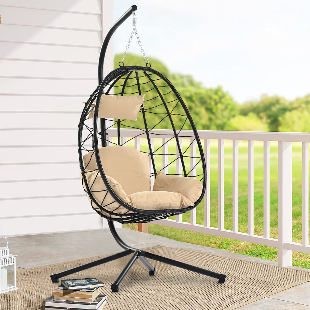Emotie Indirect Spaans Hanging Egg Chair with Stand, BTMWAY UV-Resistance Wicker Patio Egg Chair  with Cushions, Large Swing Egg Chairs for Indoor Outdoor, Patio Porch  Wicker Rattan Flooring Egg Chair, A2847 - Walmart.com