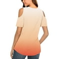 thumbnail image 6 of Raeneomay Off the Shoulder Shirt Women's Sexy Off-The-Shoulder Gradient V-Neck Short-Sleeved Top Blouse, 6 of 6