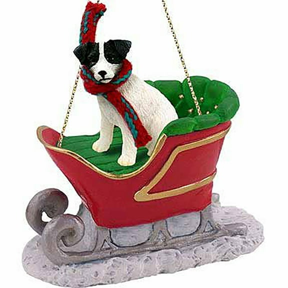 Conversation Concepts Jack Russell Terrier Black-White Dog Sleigh Dog Holiday Ornament