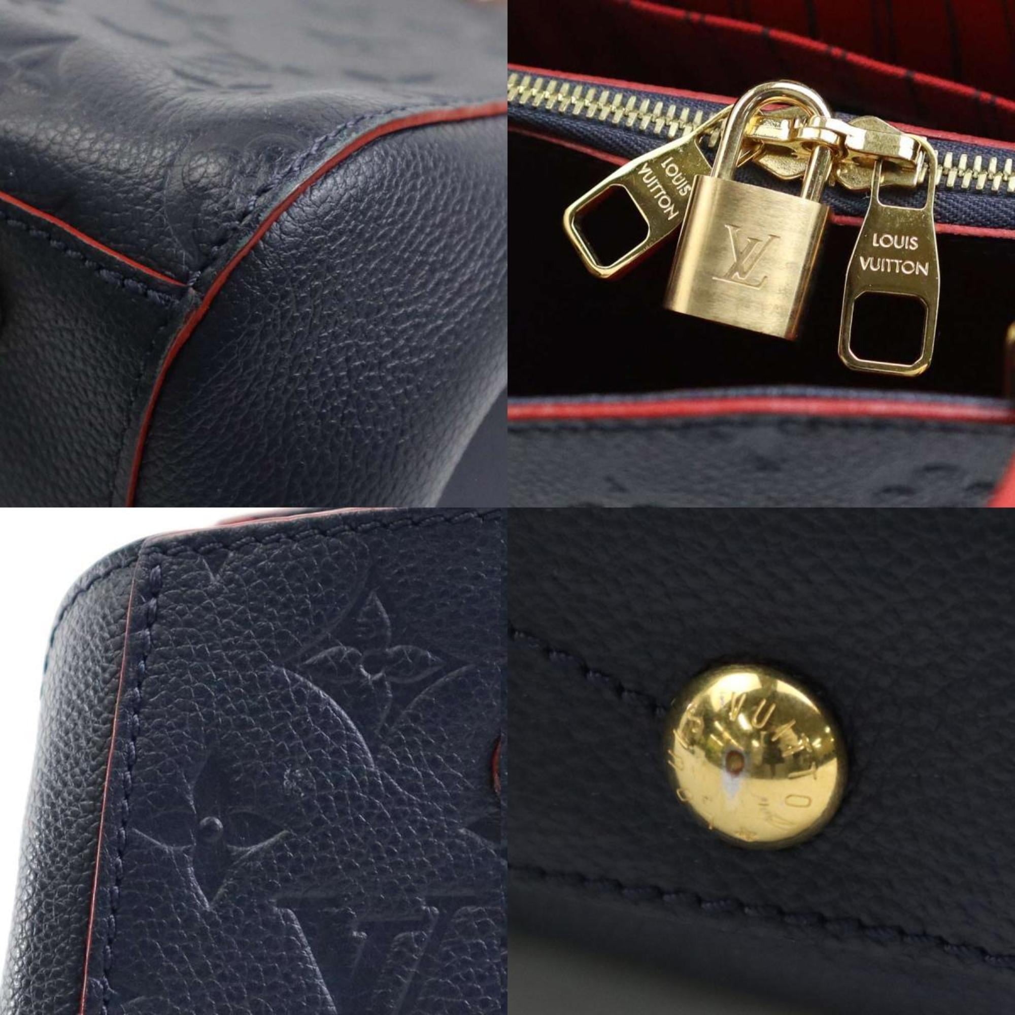Pre Owned LOUIS VUITTON Handbag Crossbody Shoulder Bag Monogram Emprene Montaigne BB Navy Gold Women s M42747 Good Walmart