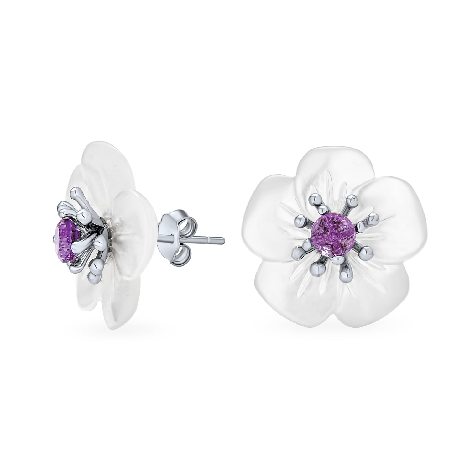 3mm Gemstones Purple Gemstones. Faceted Amethyst Sterling Silver Stud Earrings