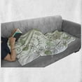 thumbnail image 6 of Leaf Soft Flannel Fleece Throw Blanket, Natural Fantasy Arrangement with Intricate Swirling Vines and Leaves, Cozy Plush for Indoor and Outdoor Use, 50" x 60", Pale Green Army Green, by Ambesonne, 6 of 6