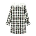 thumbnail image 5 of JIAYUE Girls Christmas Nightgown Long Sleeve Crew Neck Ruffle Cuff Plaid Xmas Light Print Pajamas Dress For Casual Wear, 5 of 5