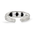 thumbnail image 1 of 925 Sterling Silver Noir Blanc Perled Réglable Orteil Anneau Ouvert Midi, 1 of 9
