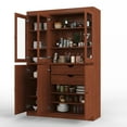 thumbnail image 3 of Palace Imports 100% Solid Wood Kitchen Pantry Storage Cabinet with Glass Doors, Adjustable Shelves and 2-Drawers, Mocha, 3 of 6
