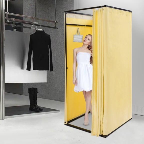 Collapsible Dressing Room, 200cm Height Hemp Fabric & Steel Construction, Quick Assembly with Diagram, 16.76lbs Lightweight, Essential for Trade Shows & Boutiques