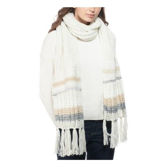 INC Womens Winter Striped Muffler Scarf Gray O/S