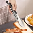 thumbnail image 4 of Stainless Steel Kitchen Tongs, Silicone Non-slip Grip, Locking Grilling Food Tongs Set of 2, 9-inch & 12-inch, 4 of 5