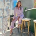 thumbnail image 2 of ZSQDM Womens Pajamas Set Women Long Sleeve Camis Tops+Long Pants 2 Piece Set Sleepwear Purple M, 2 of 6