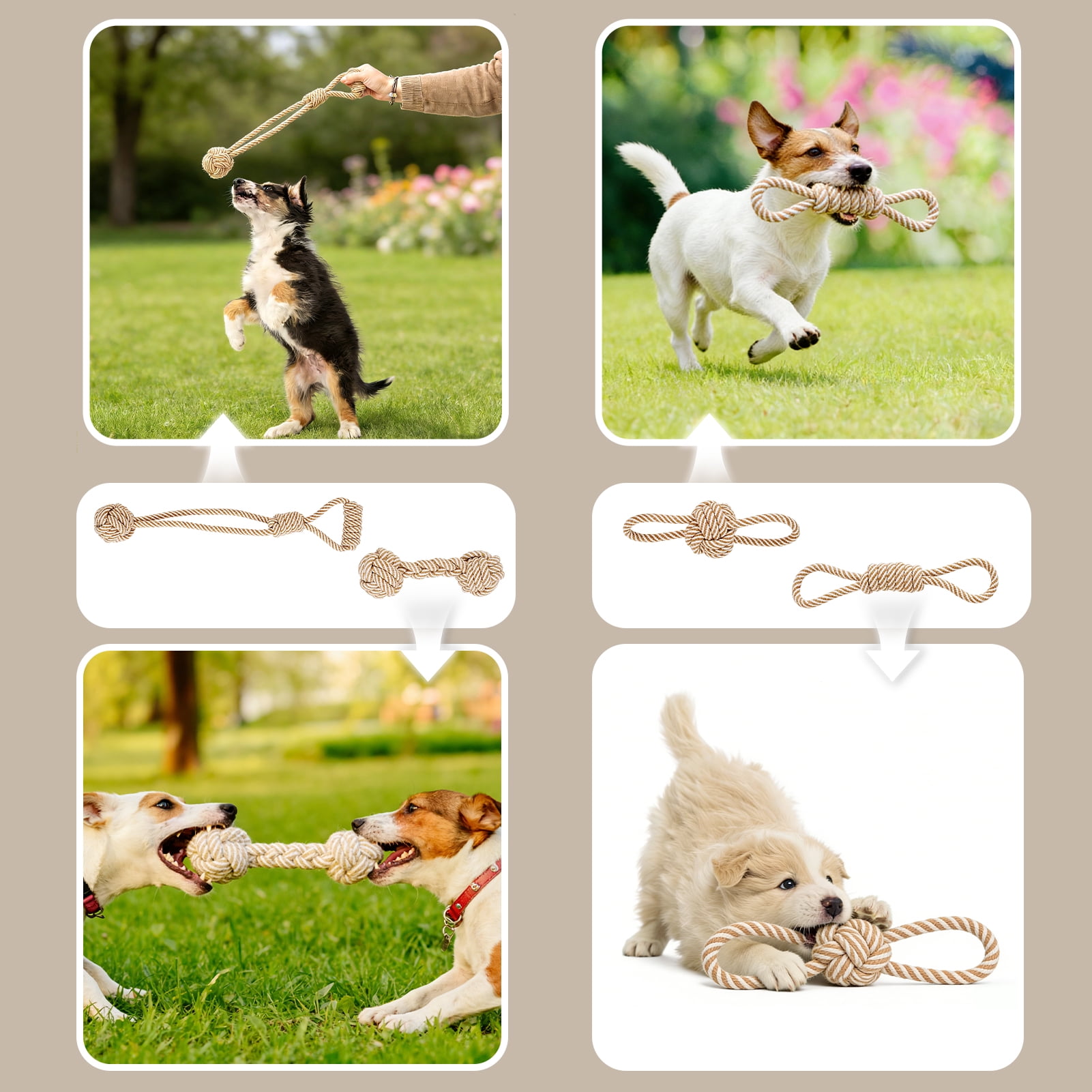 Easy Joy 5pcs Dog Rope Toy for Small Dog Natural Chew Toys for Puppy Medium & Small Dogs Tug of War Rope for Puppies Clean & Relieve Teething