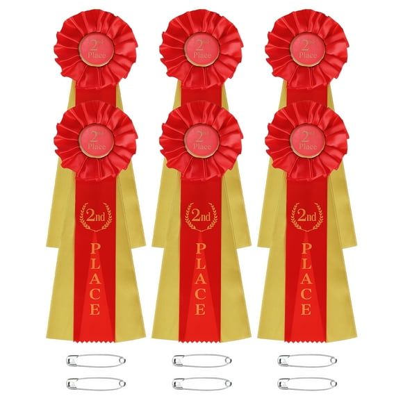 Uxcell 6 Pcs Cintas de Premio, Cinta de Premio para el Segundo Lugar en Competencias Deportivas, Roja