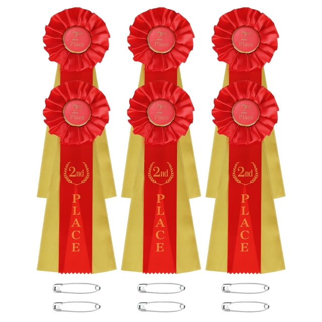 Uxcell 6 Pcs Cintas de Premio, Cinta de Premio para el Segundo Lugar en Competencias Deportivas, Roja